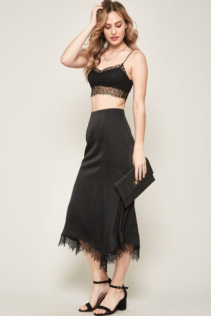 A Solid Woven Midi Skirt - Cherry Angel