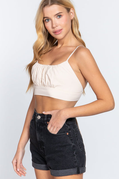 Back Ribbon Tie Cami Crop Top - Cherry Angel