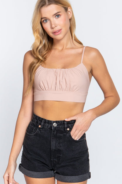 Back Ribbon Tie Cami Crop Top - Cherry Angel