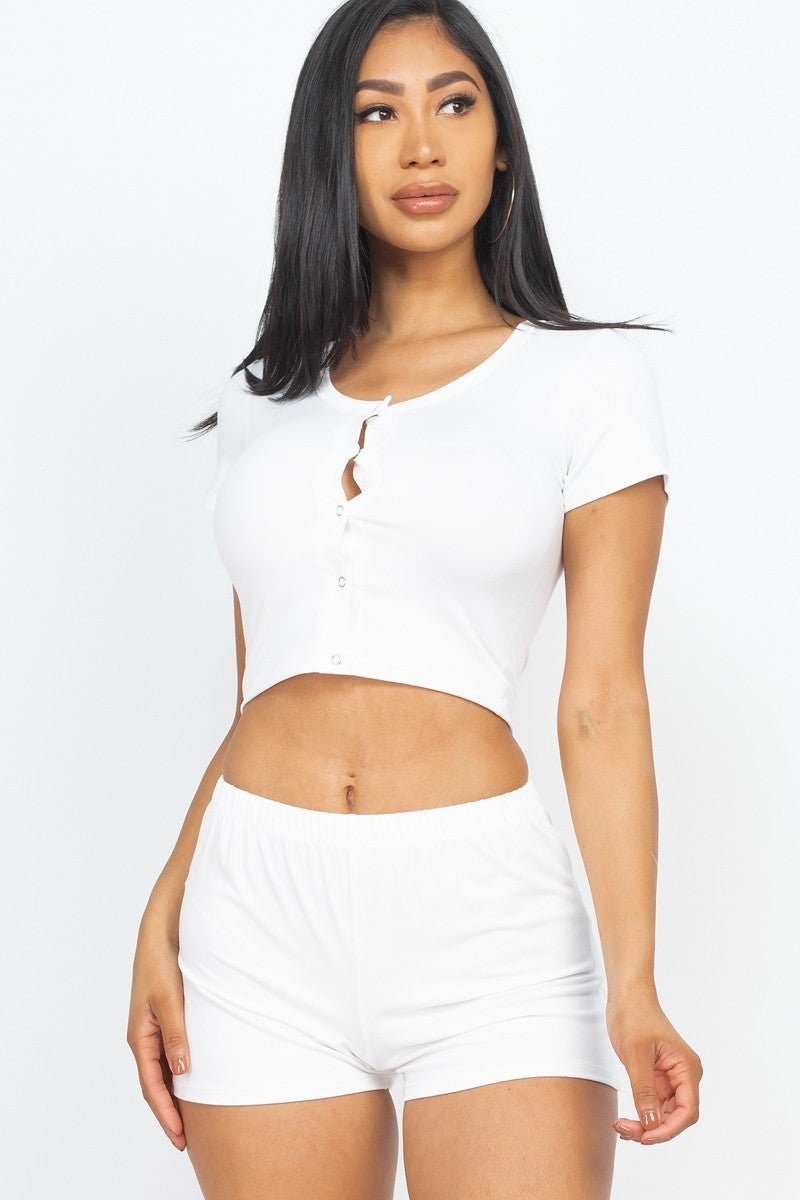 Cropped Tank Top And Shorts Set - Cherry Angel