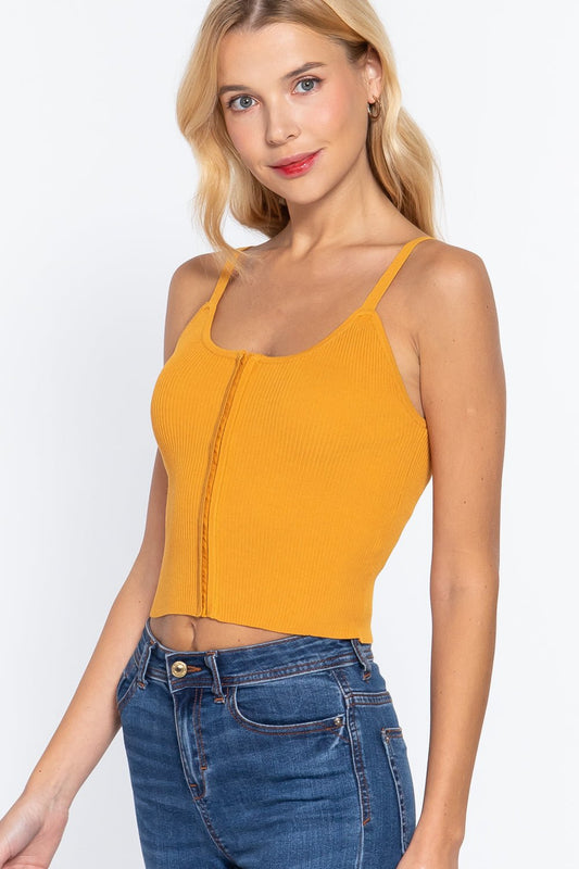 Front Closure With Hooks Sweater Cami Top - Cherry Angel