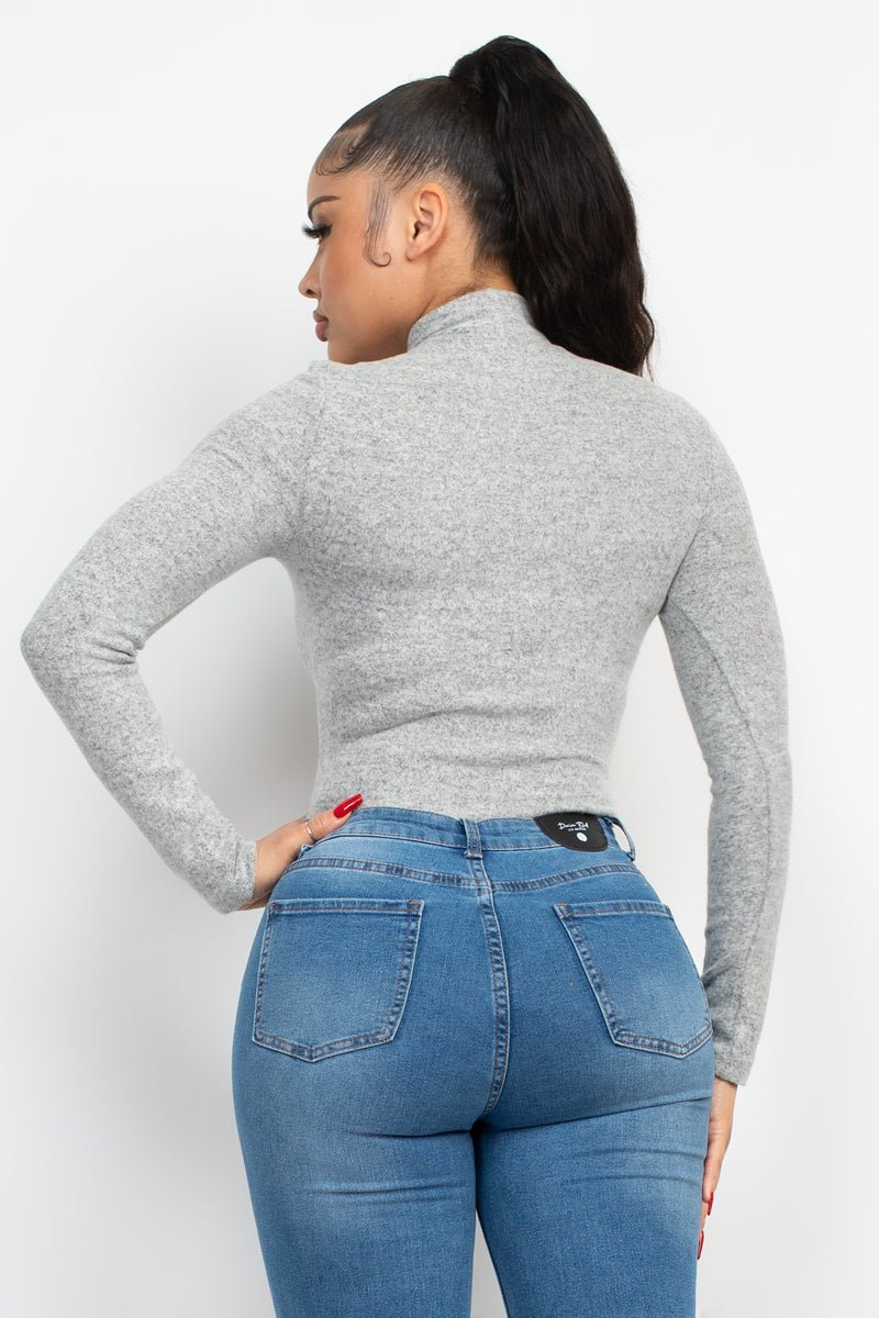 Mock Neck Long Sleeve Top - Cherry Angel