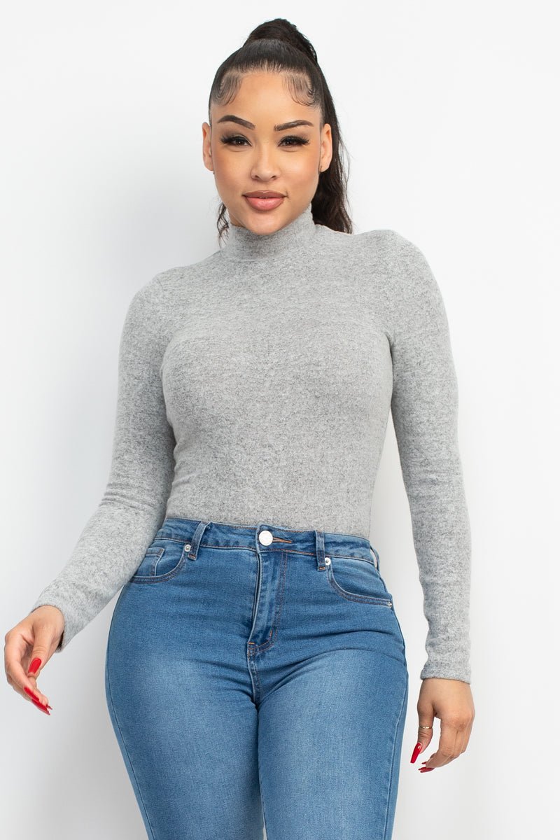 Mock Neck Long Sleeve Top - Cherry Angel
