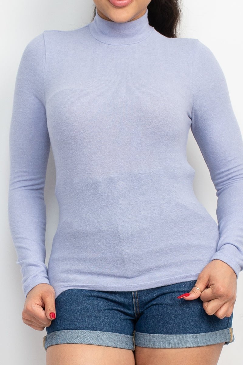 Mock Neck Long Sleeve Top - Cherry Angel