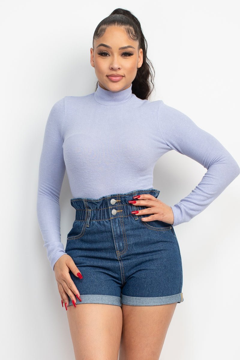Mock Neck Long Sleeve Top - Cherry Angel