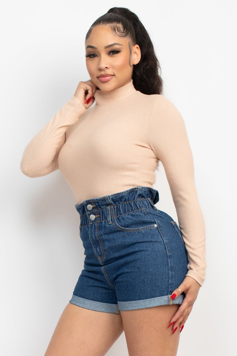 Mock Neck Long Sleeve Top - Cherry Angel
