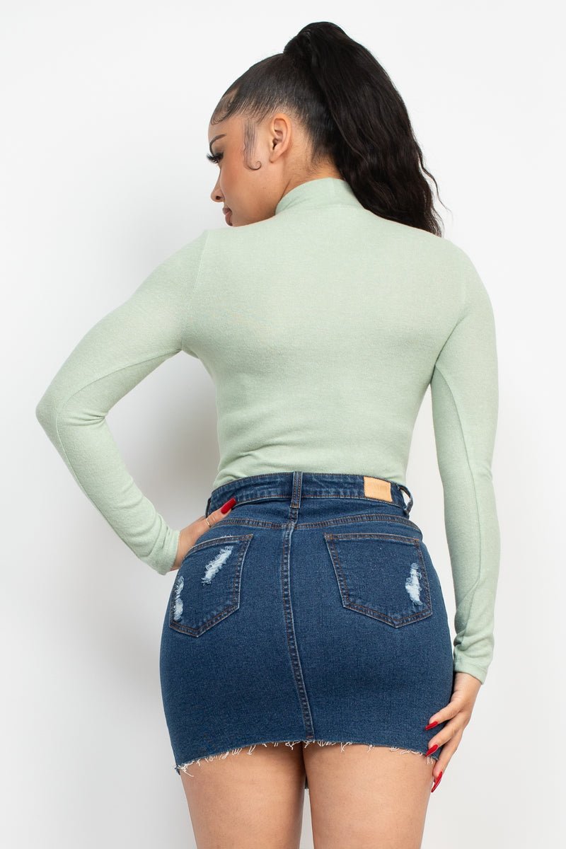 Mock Neck Long Sleeve Top - Cherry Angel