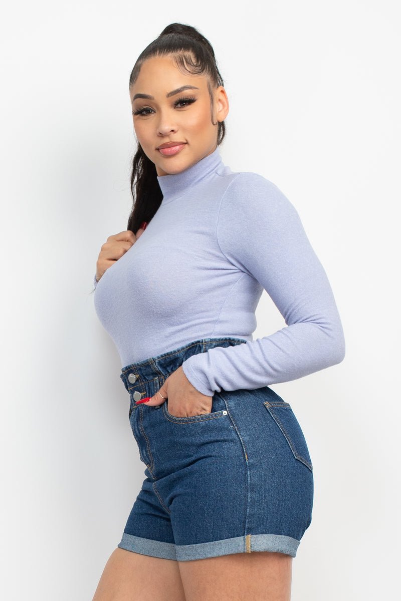Mock Neck Long Sleeve Top - Cherry Angel