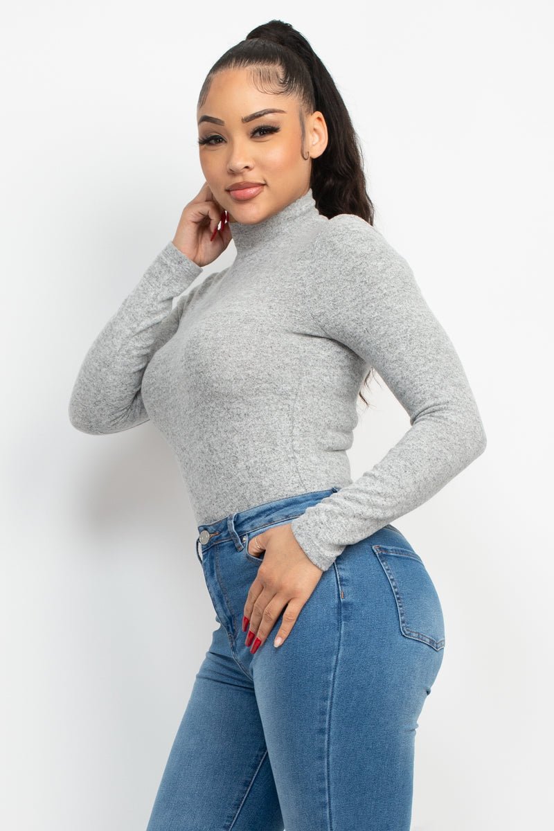 Mock Neck Long Sleeve Top - Cherry Angel