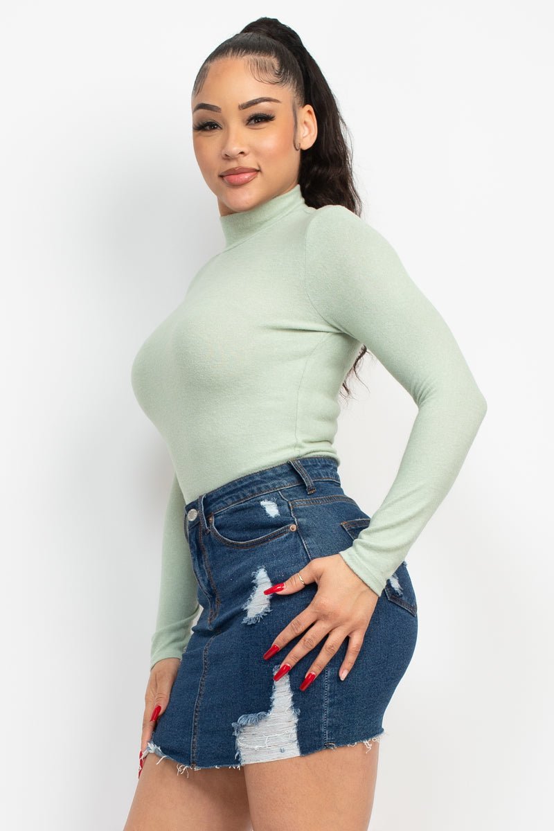 Mock Neck Long Sleeve Top - Cherry Angel