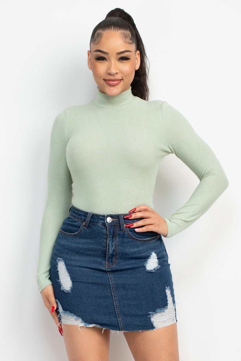 Mock Neck Long Sleeve Top - Cherry Angel