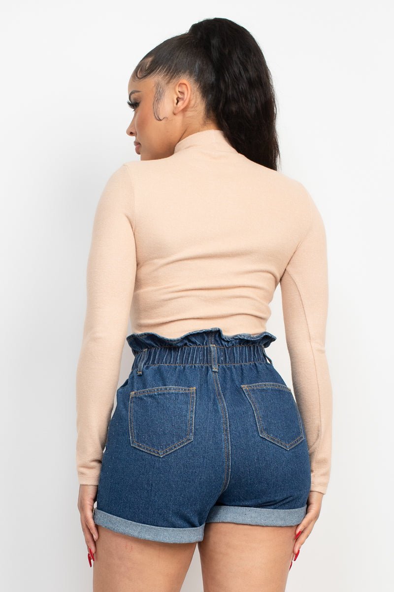 Mock Neck Long Sleeve Top - Cherry Angel